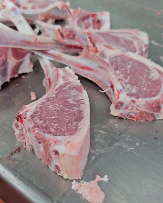 Halal lamb cutlets cut fresh to order, Ikhlas Halal Butcher, Bradford