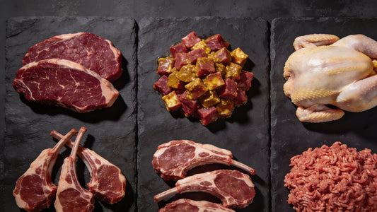 Different halal cuts of meat arranged as a guide chart