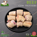 Halal beef trotters, paya cut, on a black plate, Ikhlas Halal Butcher, Bradford