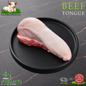 Halal beef tongue, on a black plate, Ikhlas Halal Butcher, Bradford