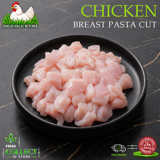 Halal chicken breast pasta cut, Ikhlas Halal Butcher, Bradford