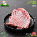 Halal lamb ribs, on a black plate, Ikhlas Halal Butcher, Bradford