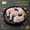 Halal chicken leg quarters, with parsley and chilli, on a black plate, Ikhlas Halal Butcher, Bradford