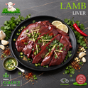 Halal lamb liver, with lemon and parsley, on a black plate, Ikhlas Halal Butcher, Bradford