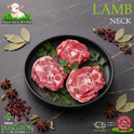 Halal lamb neck, on the bone, with parsley and spices, on a black plate, Ikhlas Halal Butcher, Bradford