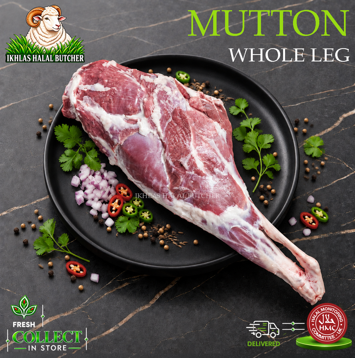 Halal whole mutton leg (photo 1), Ikhlas Halal Butcher, Bradford