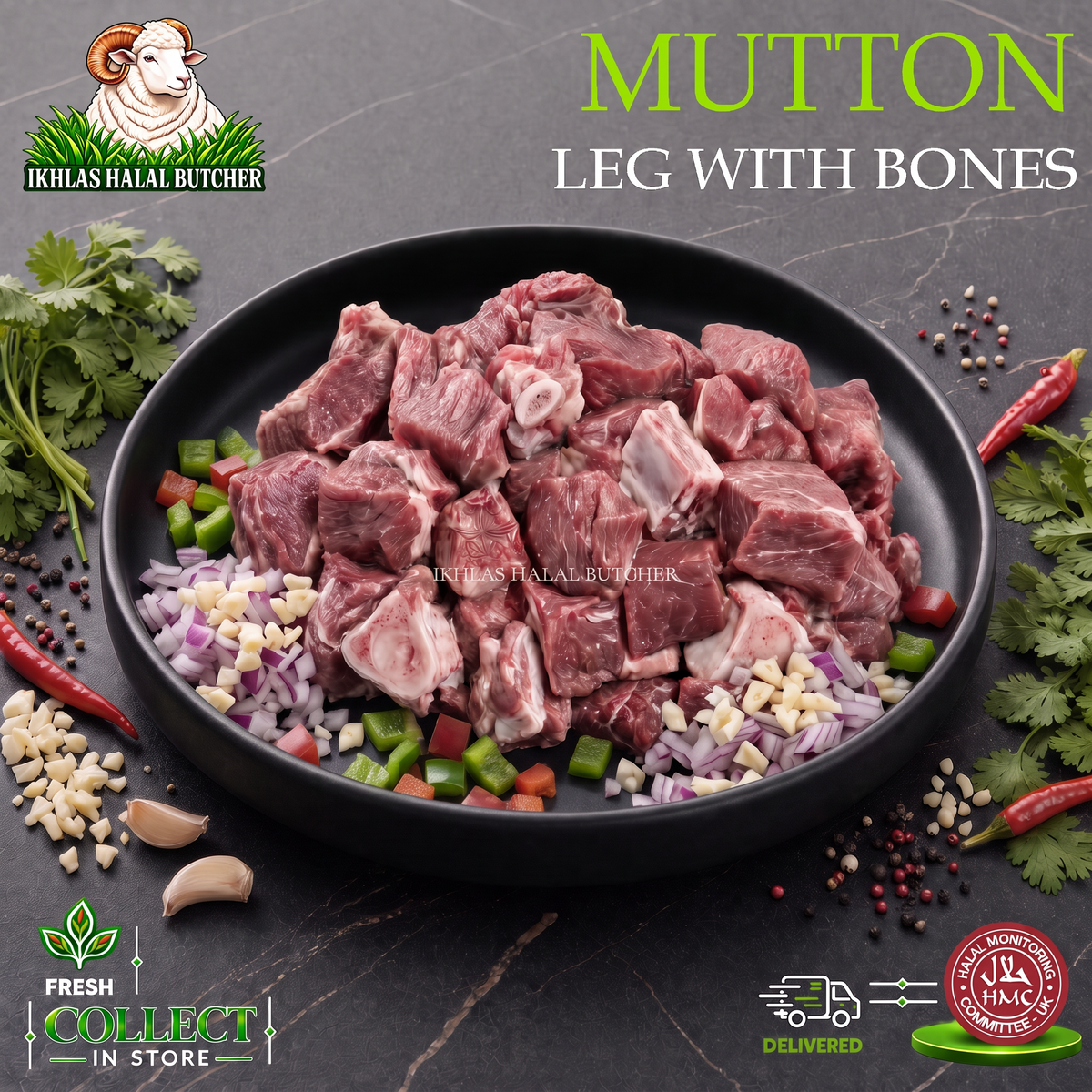 Halal mutton leg, on the bone (photo 1), Ikhlas Halal Butcher, Bradford