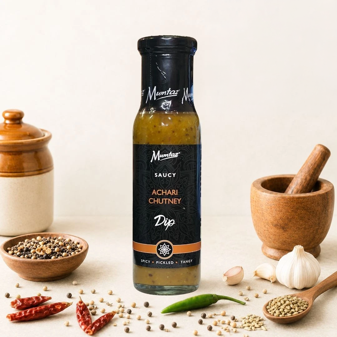 Mumtaz Saucy Achari Chutney Dip pack, Ikhlas Halal Butcher, Bradford